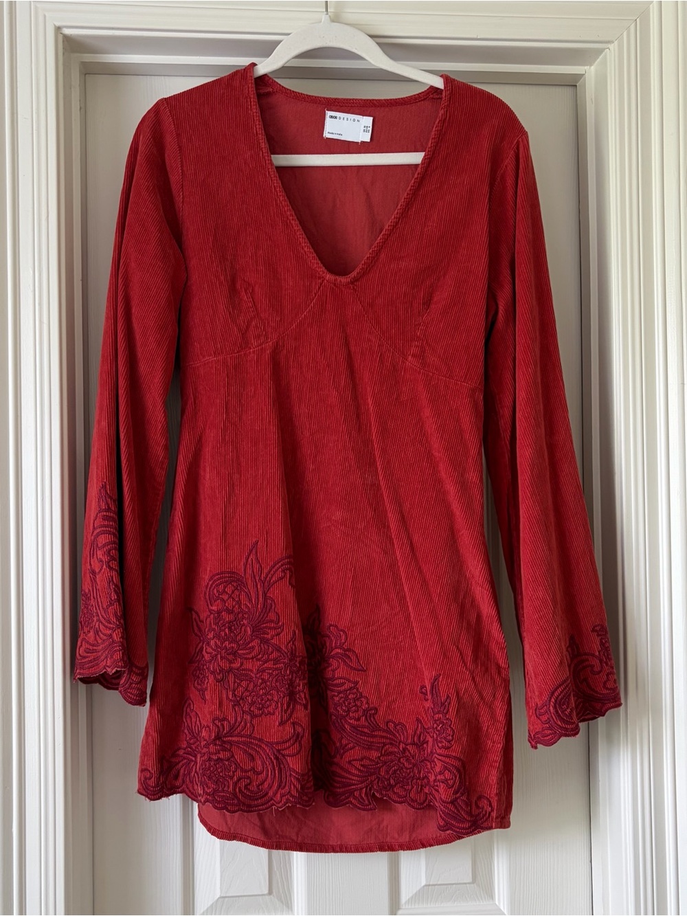 ASOS Red (Burnt Orange) Embroidered Dress